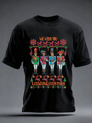 Retro-T-Shirt für Herren mit dem Aufdruck einer legendären Rockband: „Willst du ein frohes Weihnachtsfest!“