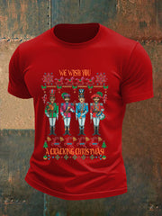 Retro-T-Shirt für Herren mit dem Aufdruck einer legendären Rockband: „Willst du ein frohes Weihnachtsfest!“