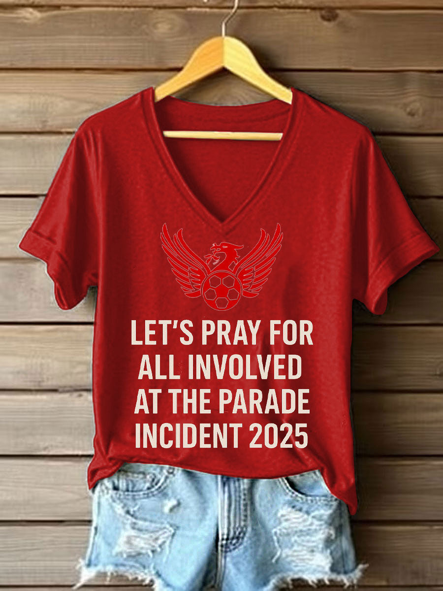 Women's Pray For All Involved British Soccer Printed T-shirt