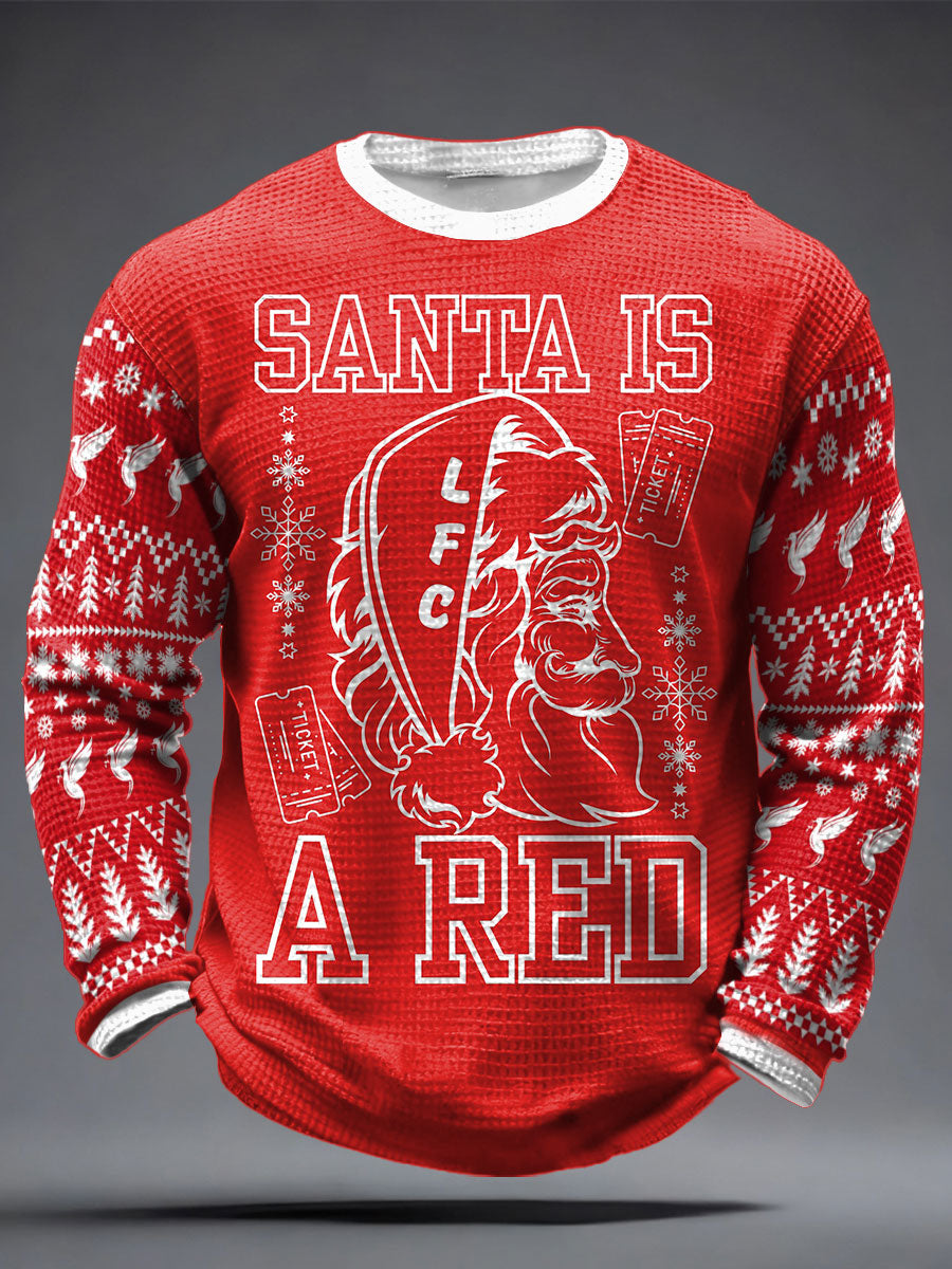 Men's UK Football Lover Christmas Printed Waffle Tops