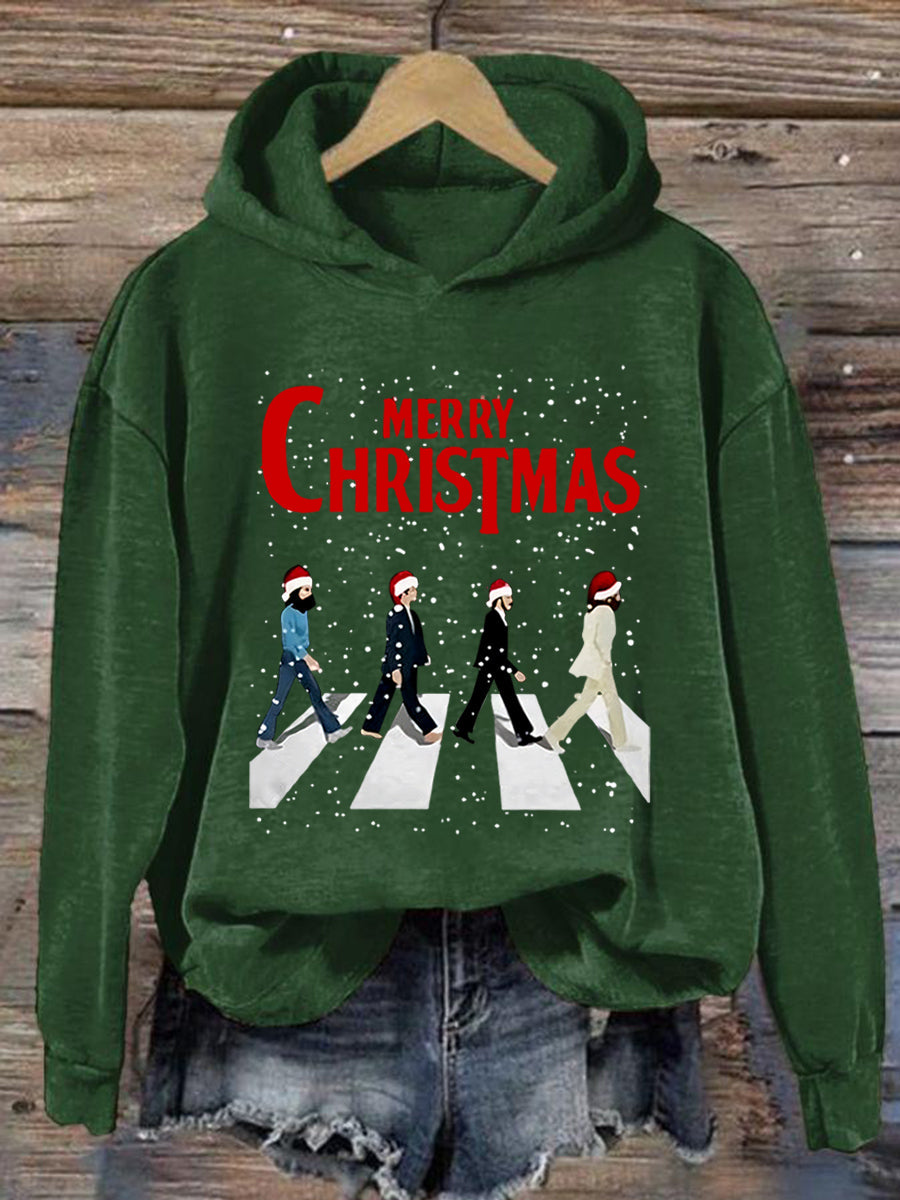 Women's Merry Christmas Retro Classic Legendary Rock Band Print Gift For Fans Casual Sweatshirt