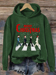Women's Merry Christmas Retro Classic Legendary Rock Band Print Gift For Fans Casual Sweatshirt