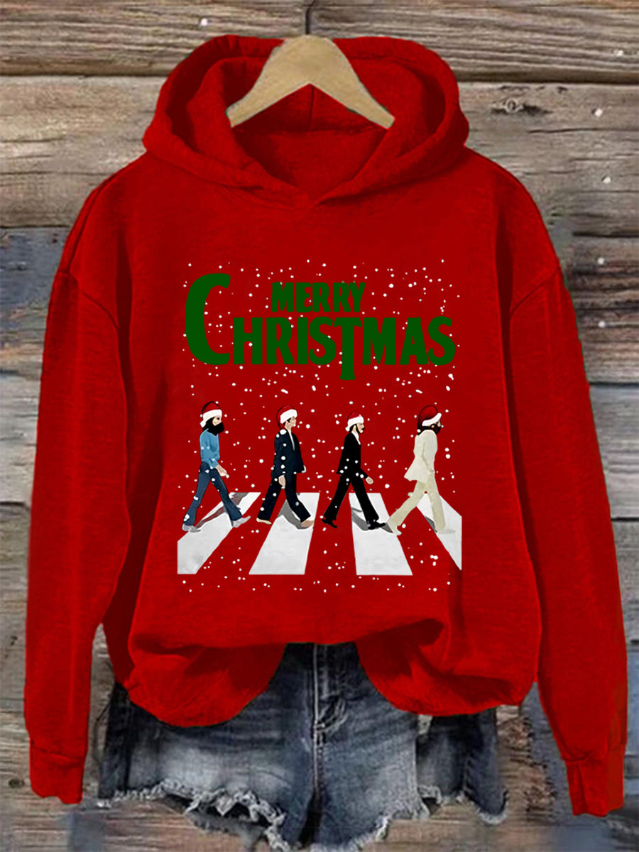 Women's Merry Christmas Retro Classic Legendary Rock Band Print Gift For Fans Casual Sweatshirt