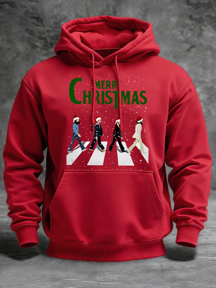 Men's Merry Chrsitmas Retro Classic Legendary Rock Band Print Gift For Fans Casual Hoodie