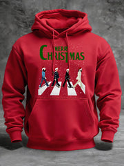 Men's Merry Chrsitmas Retro Classic Legendary Rock Band Print Gift For Fans Casual Hoodie