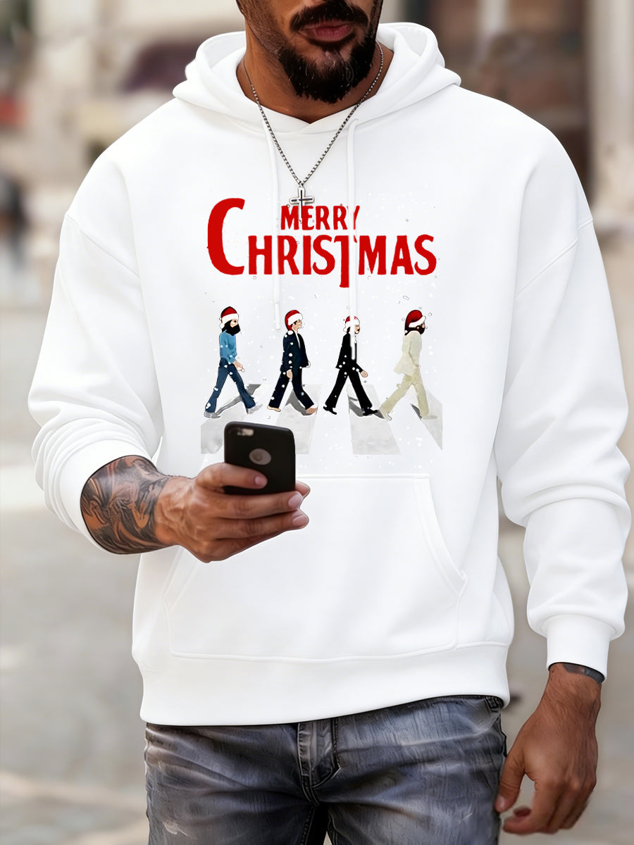 Men's Merry Chrsitmas Retro Classic Legendary Rock Band Print Gift For Fans Casual Hoodie