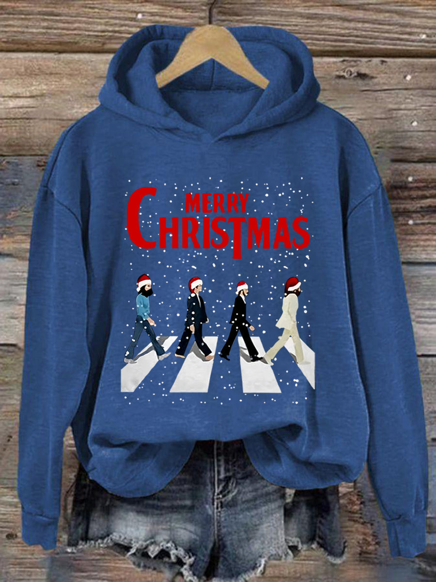 Women's Merry Christmas Retro Classic Legendary Rock Band Print Gift For Fans Casual Sweatshirt