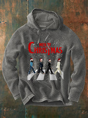 Men's Merry Christmas Retro Classic Legendary Rock Band Print Gift For Fans Casual Waffle Hoodie