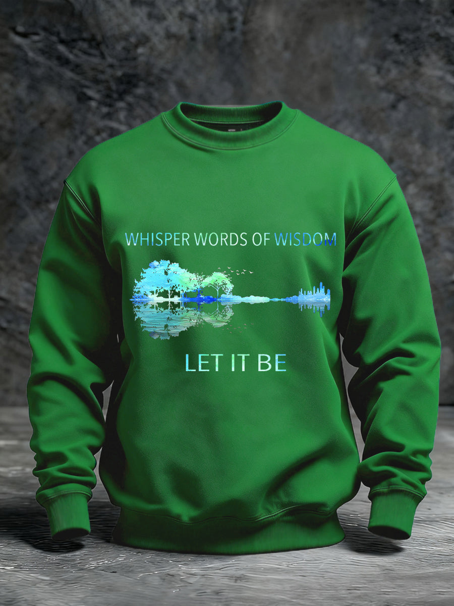 Men's Retro Whisper Words Of Wisdom Let It Be Guitar Casual Sweatshirt