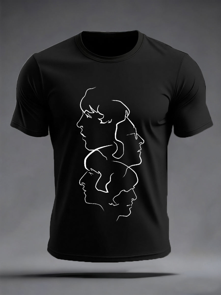 Men's Retro Classic Legendary Rock Band Print Gift For Fans Casual Tee