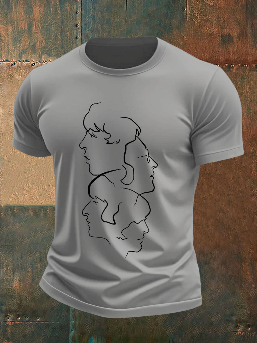 Men's Retro Classic Legendary Rock Band Print Gift For Fans Casual Tee