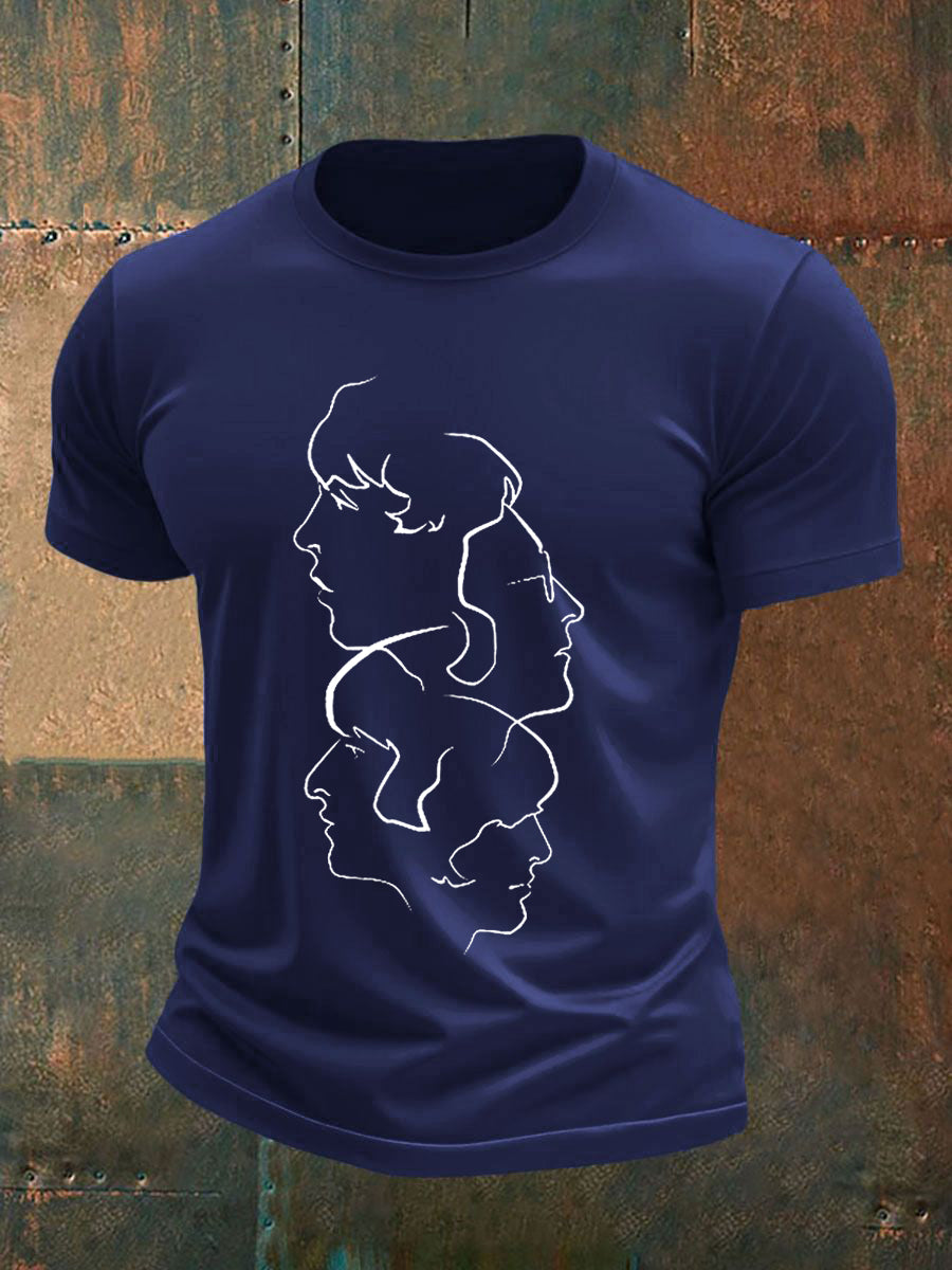 Men's Retro Classic Legendary Rock Band Print Gift For Fans Casual Tee
