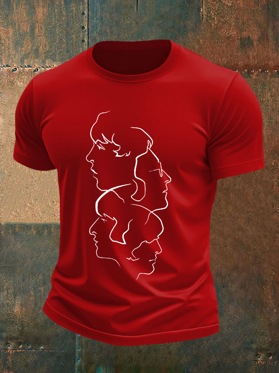Men's Retro Classic Legendary Rock Band Print Gift For Fans Casual Tee