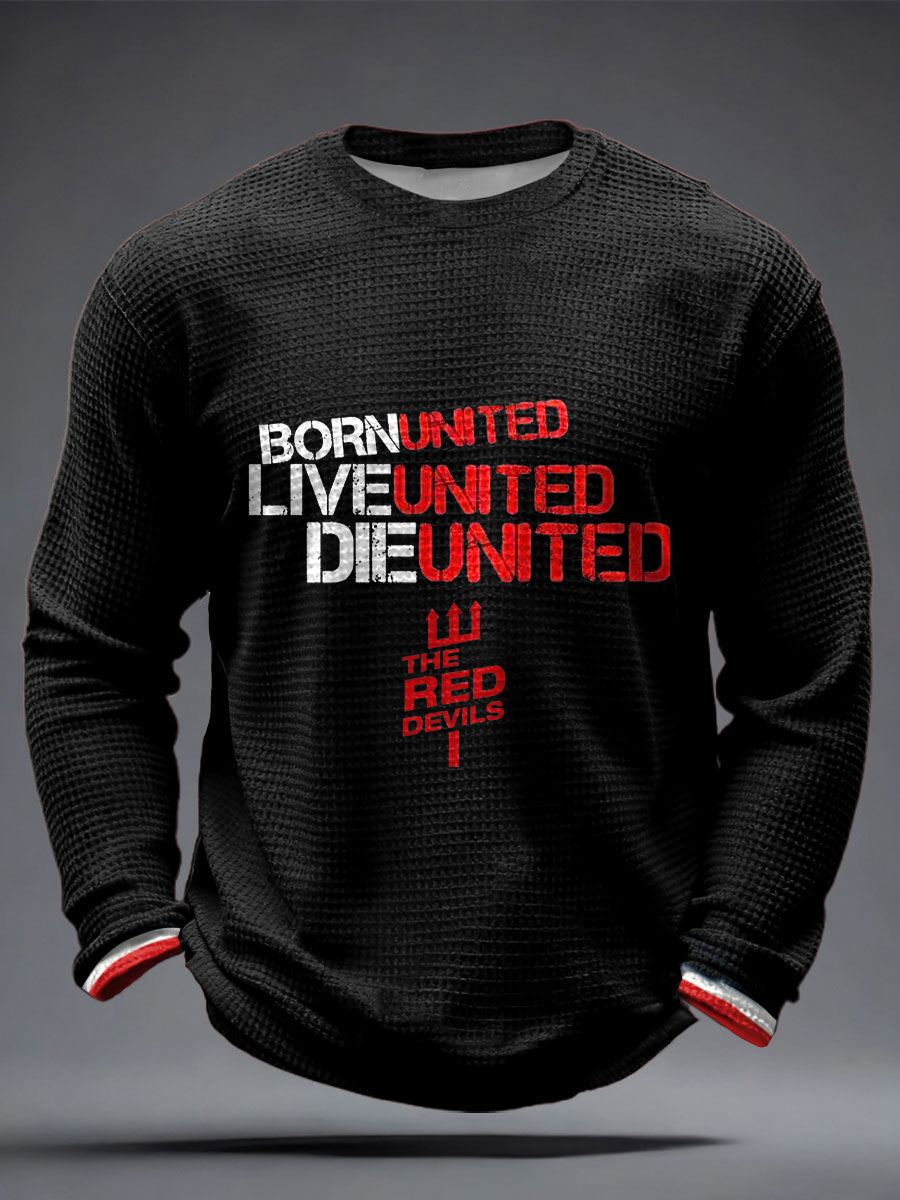 Men's UK Football Lover United Red Devil Printed Waffle Tops
