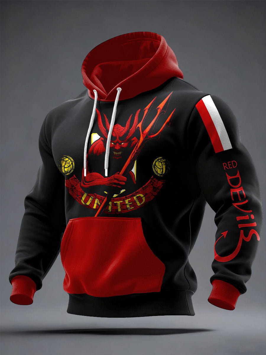 Herren-Hoodie mit Aufdruck „Red Devil“ für Fußballbegeisterte aus Großbritannien