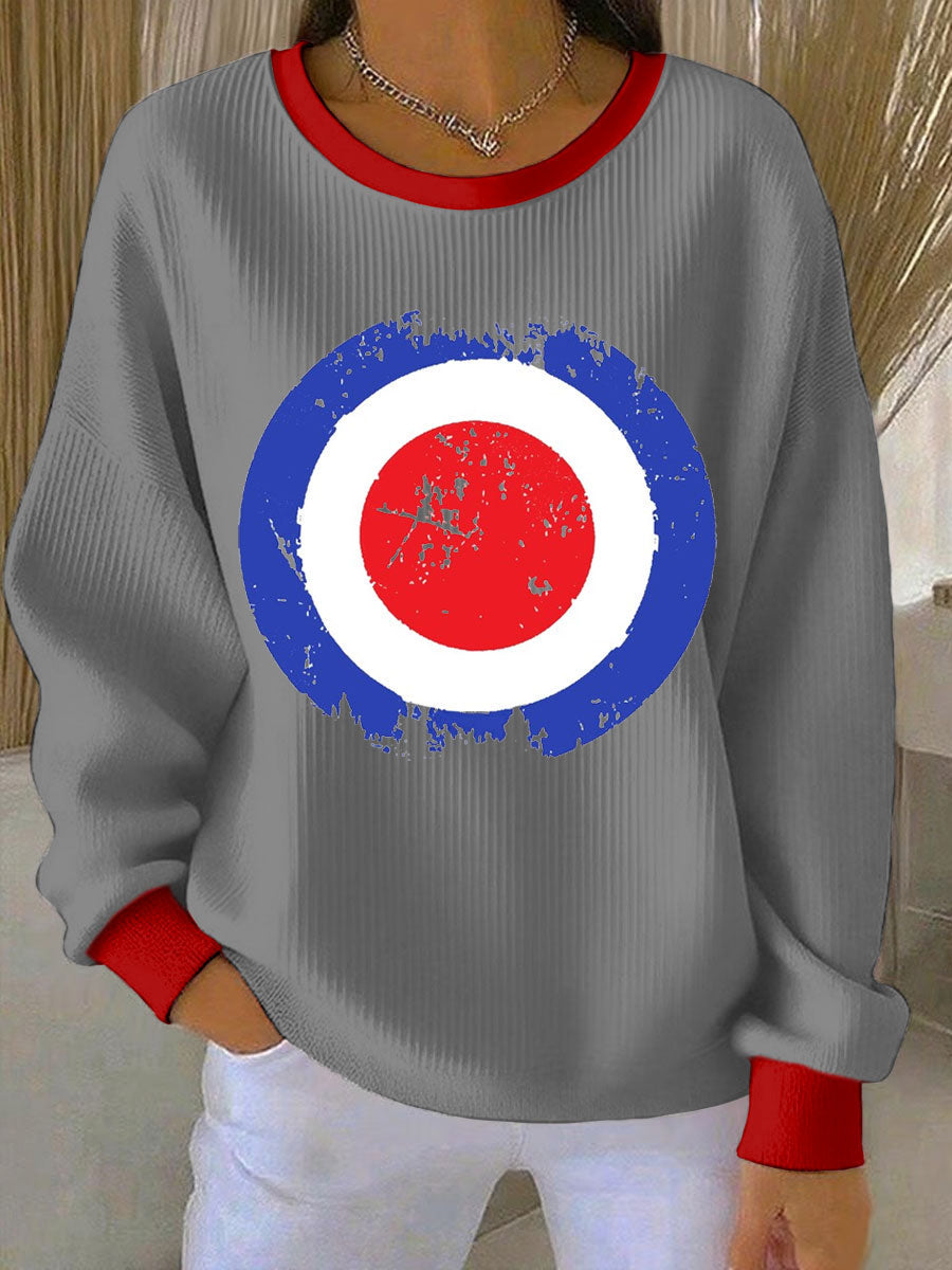 Women's Modfather UK Music Mods Lover Ribbed Round-Neck Sweatshirt