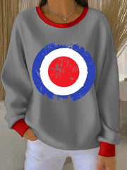 Women's Modfather UK Music Mods Lover Ribbed Round-Neck Sweatshirt