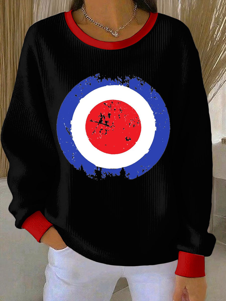 Women's Modfather UK Music Mods Lover Ribbed Round-Neck Sweatshirt