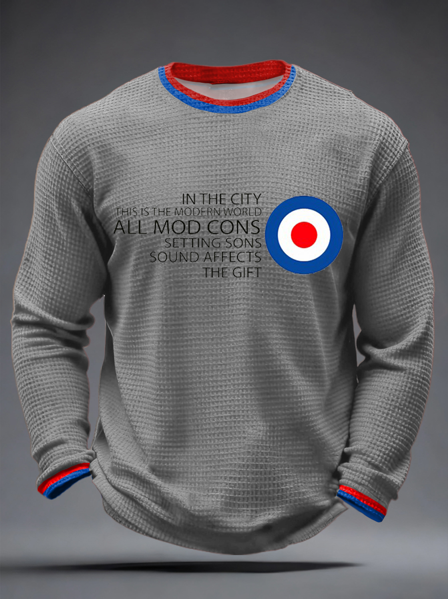 Men's Modfather UK Music Mods Lover Waffle Long Sleeve T-Shirt