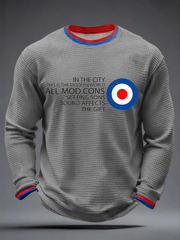 Men's Modfather UK Music Mods Lover Waffle Long Sleeve T-Shirt