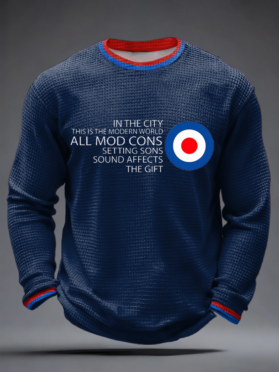 Men's Modfather UK Music Mods Lover Waffle Long Sleeve T-Shirt