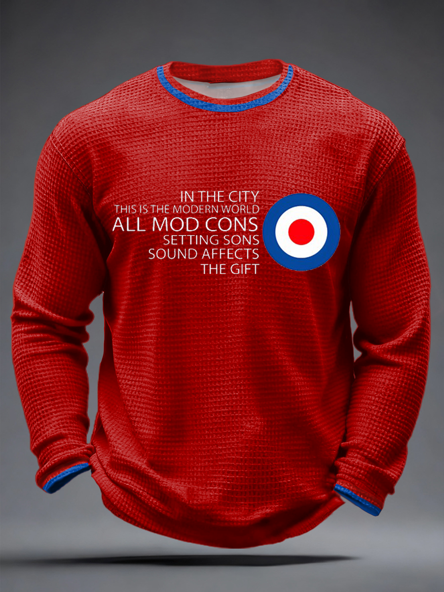 Men's Modfather UK Music Mods Lover Waffle Long Sleeve T-Shirt