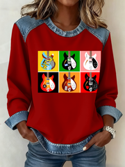 Women's Modfather UK Music Mods Lover Denim Patchwork Top