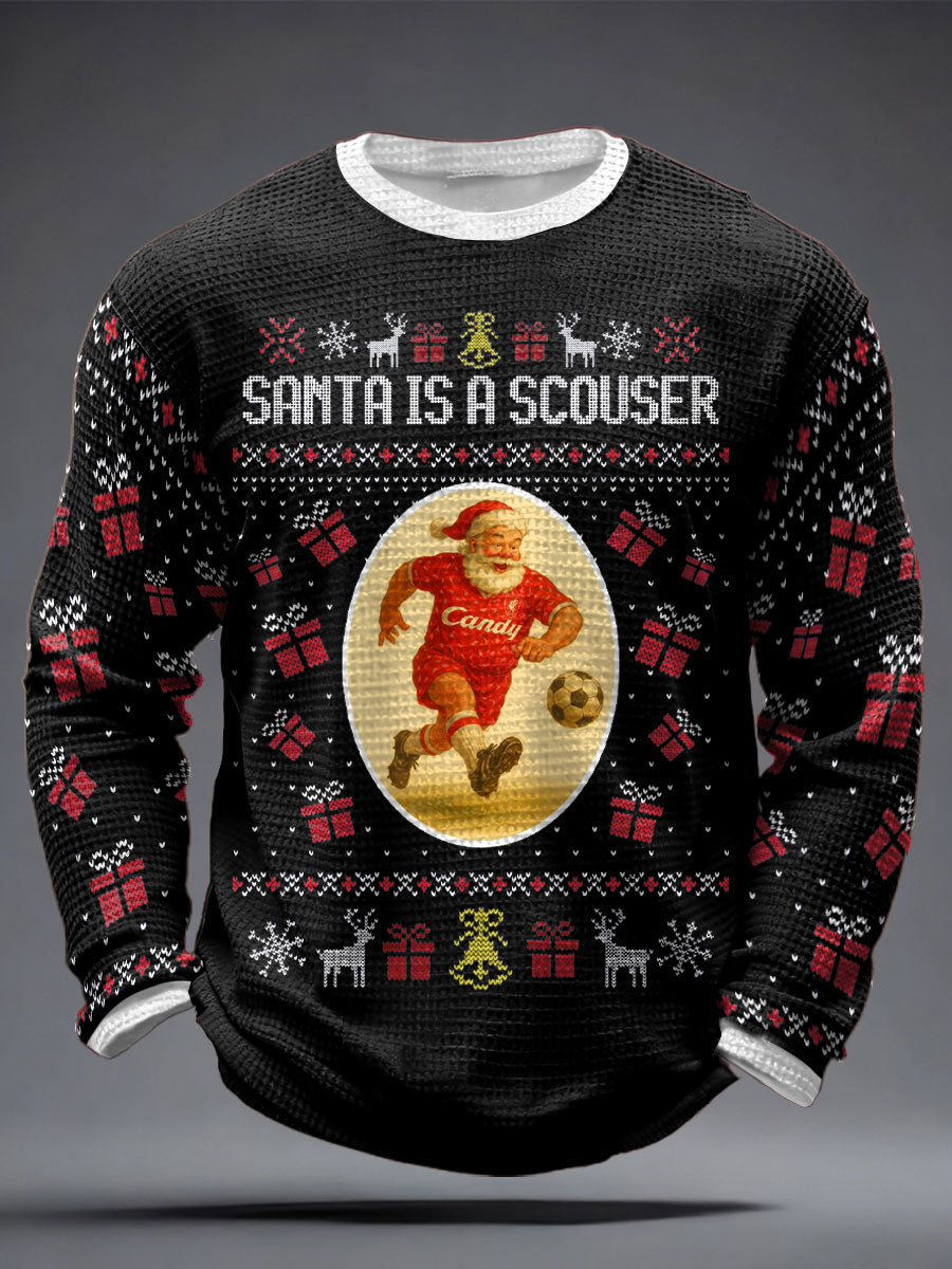 Men's UK Football Lover Christmas Printed Waffle Tops