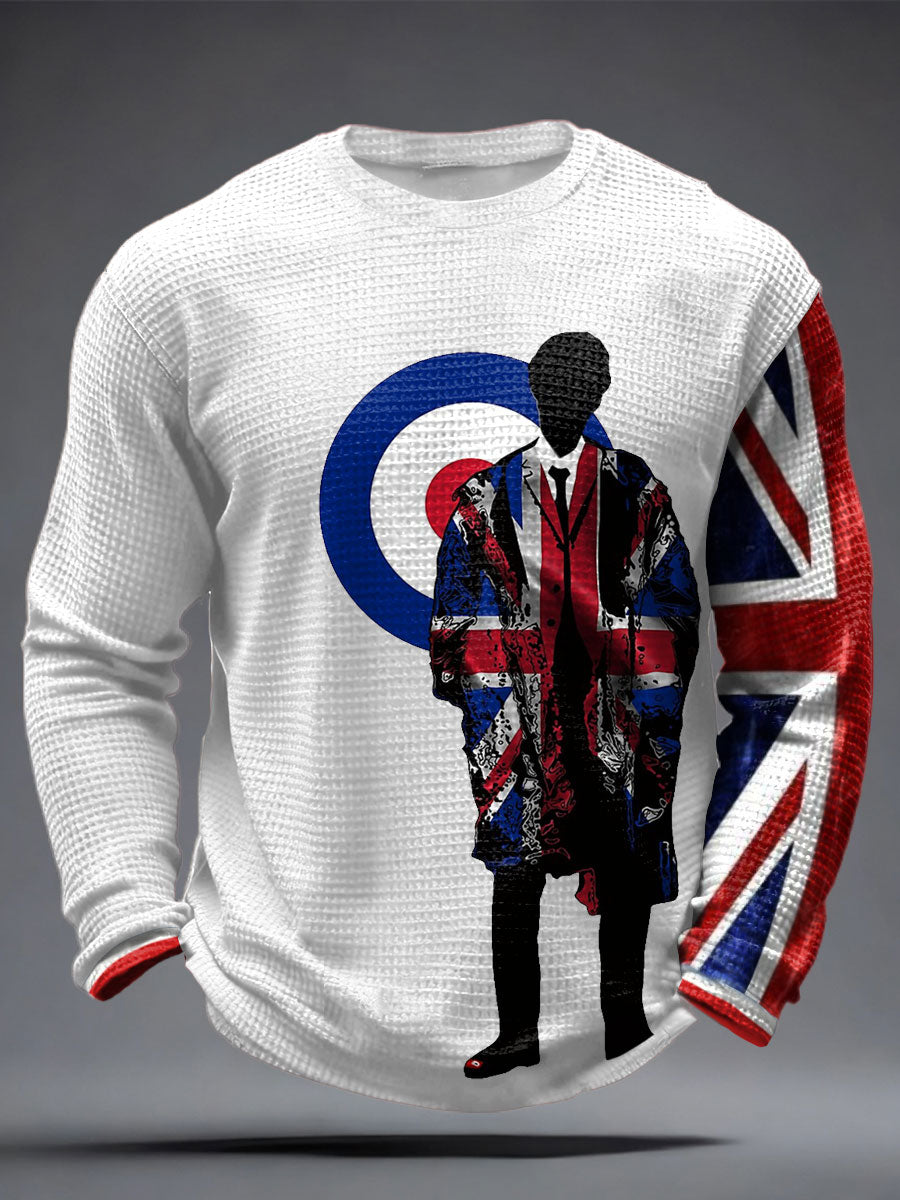 Herren-Waffelpapp-Tops mit Aufdruck für Musikliebhaber im Stil der britischen Mods
