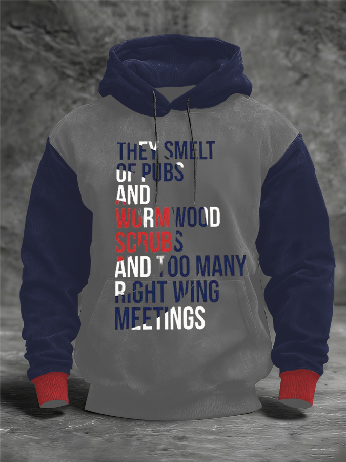 Oversized-Hoodie für Herren im Stil britischer Mods und Musikliebhaber mit überschnittenen Schultern und Taschen