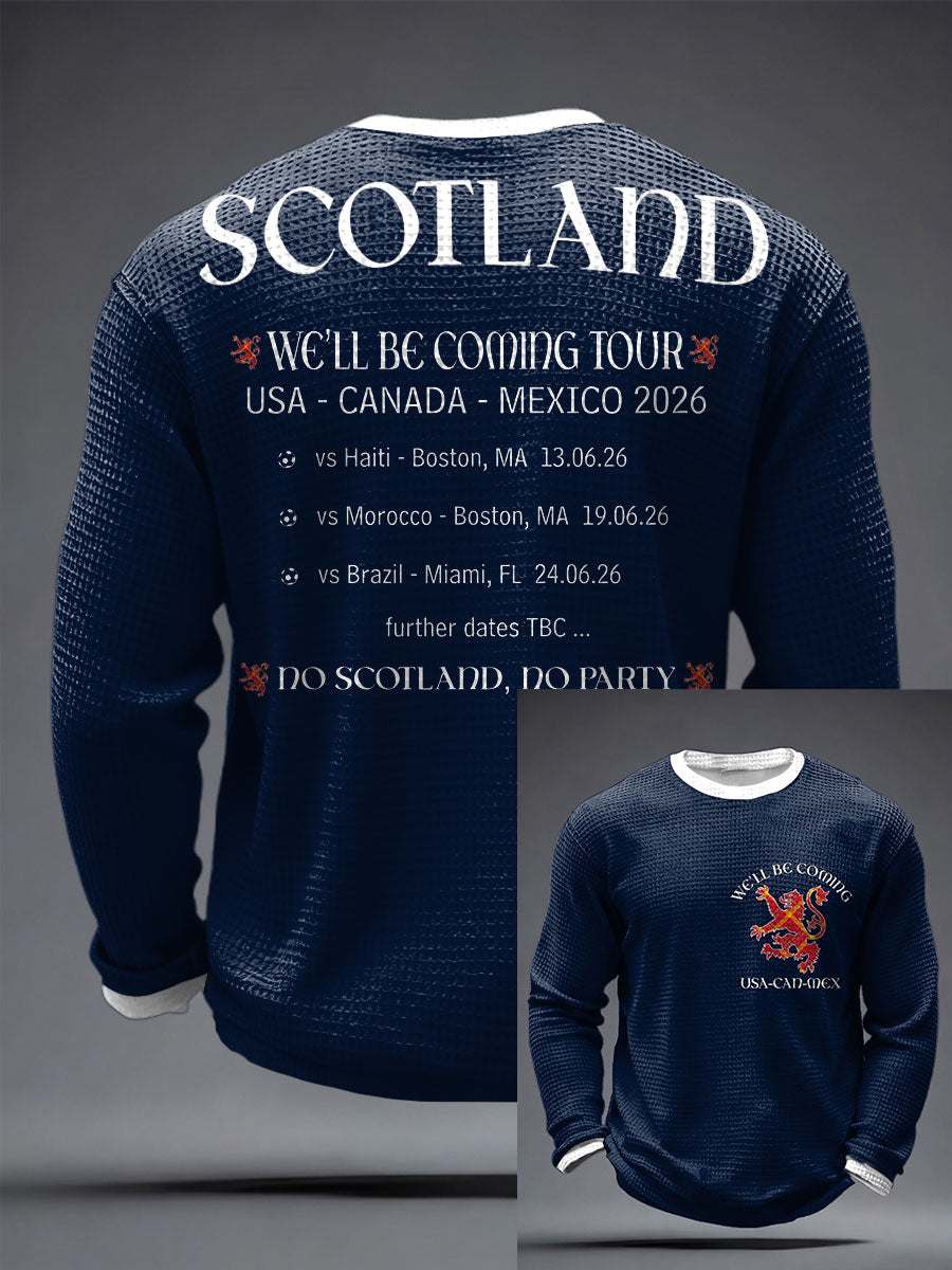 Men's UK Football Lover Scotland We'll Be Coming 2026 Printed Waffle Tops