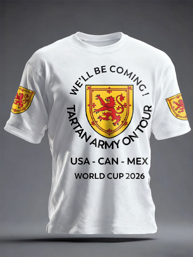 Unisex UK Football Lover Scotland We'll Be Coming 2026 Printed T-shirt