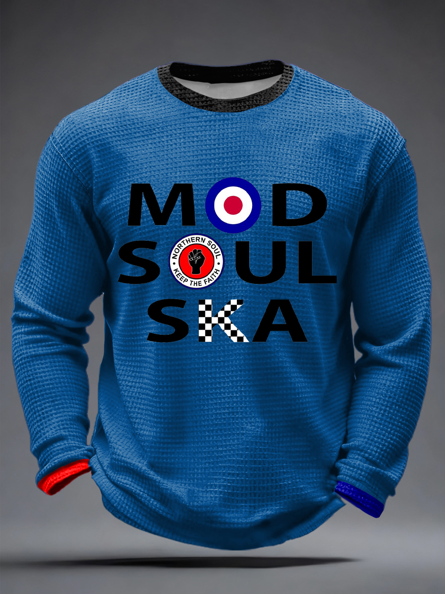Men's  UK Music Northern Soul Lover Waffle Long Sleeve T-Shirt