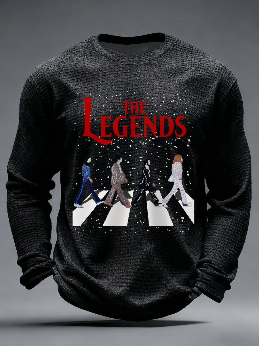 Men's Retro Classic Legendary Rock Band Print Gift For Fans Casual Long Sleeve T-Shirt