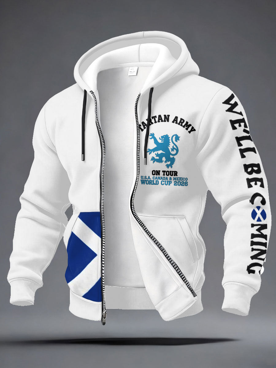 Men's UK Football Lover Scotland We'll Be Coming 2026 Printed Hooded-Coat