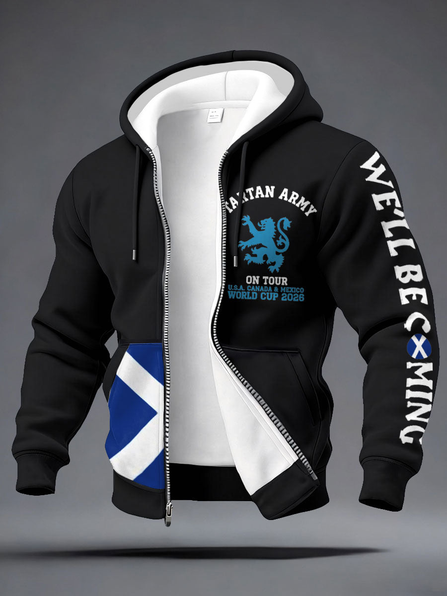 Men's UK Football Lover Scotland We'll Be Coming 2026 Printed Hooded-Coat