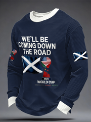 Herren-Sweatshirt mit Aufdruck „UK Football Lover Scotland We'll Be Coming 2026“ aus Waffelpiqué