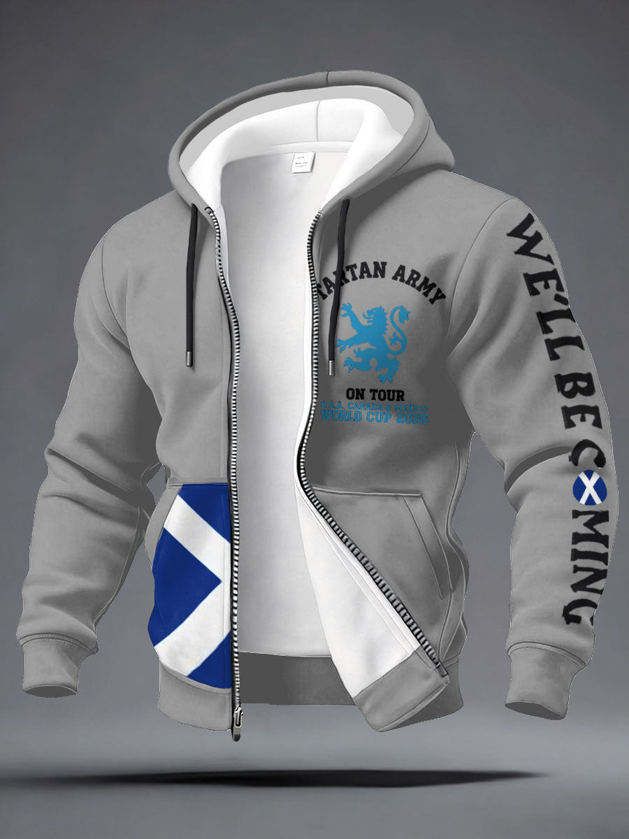 Men's UK Football Lover Scotland We'll Be Coming 2026 Printed Hooded-Coat