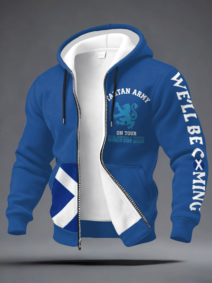 Men's UK Football Lover Scotland We'll Be Coming 2026 Printed Hooded-Coat
