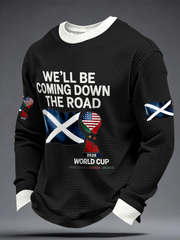 Herren-Sweatshirt mit Aufdruck „UK Football Lover Scotland We'll Be Coming 2026“ aus Waffelpiqué