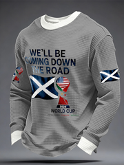Herren-Sweatshirt mit Aufdruck „UK Football Lover Scotland We'll Be Coming 2026“ aus Waffelpiqué