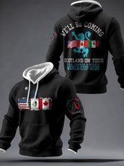 Herren-Hoodie mit Aufdruck „UK Football Lover Scotland We'll Be Coming 2026“