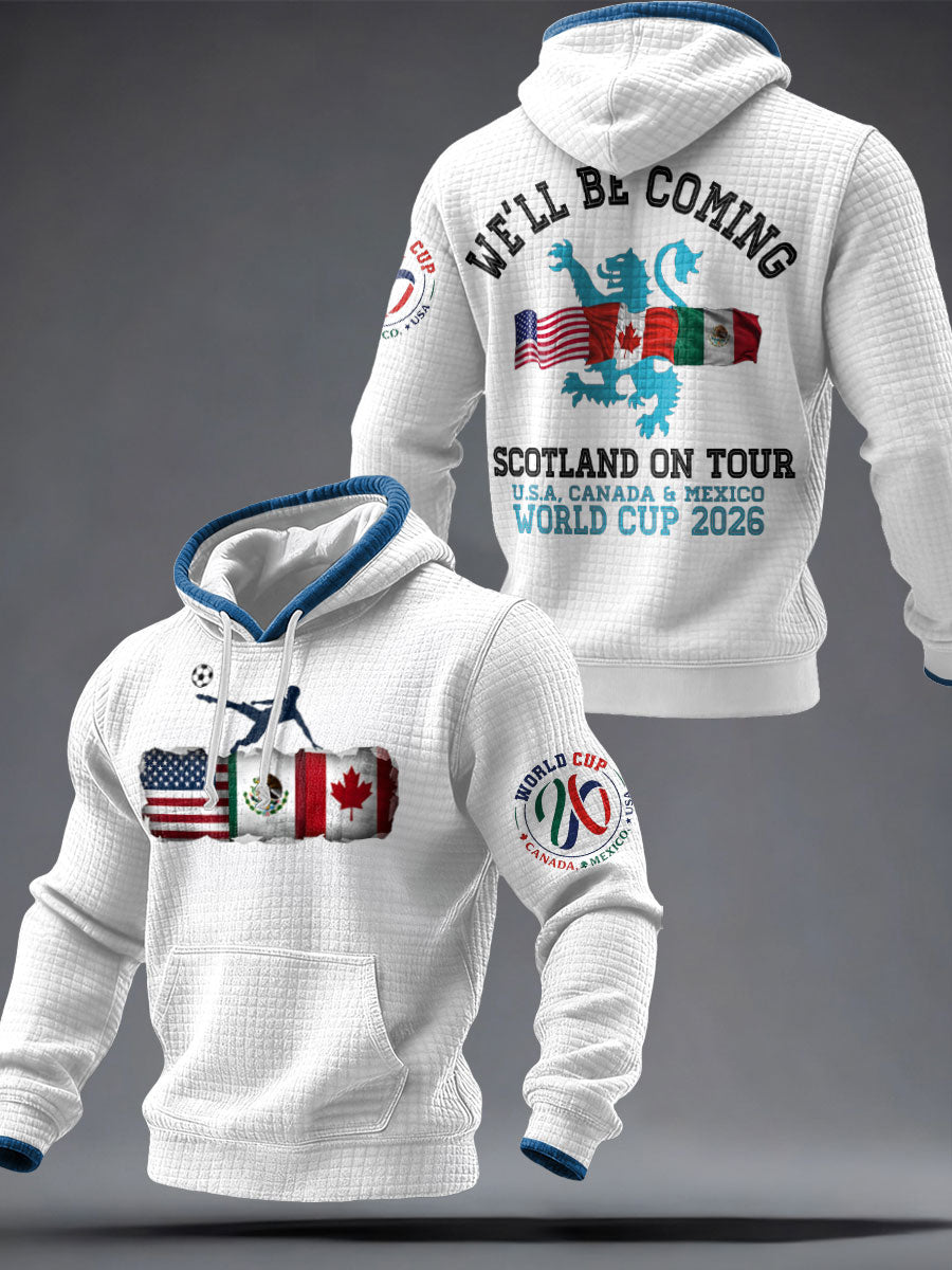 Herren-Hoodie mit Aufdruck „UK Football Lover Scotland We'll Be Coming 2026“