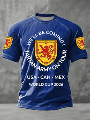 Herren-T-Shirt mit Aufdruck „UK Football Lover Scotland We'll Be Coming 2026“ (Kurzarm)