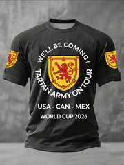 Herren-T-Shirt mit Aufdruck „UK Football Lover Scotland We'll Be Coming 2026“ (Kurzarm)