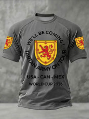 Herren-T-Shirt mit Aufdruck „UK Football Lover Scotland We'll Be Coming 2026“ (Kurzarm)