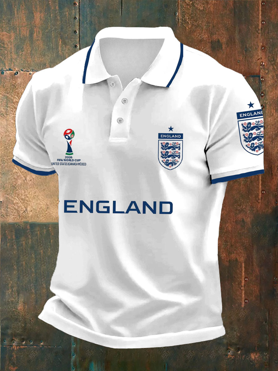 Men's UK Football Lover England 2026 Printed polo shirt-2