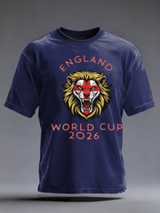 Herren-T-Shirt mit Aufdruck „UK Football Lover England 2026“ aus bedruckter Kunstbaumwolle mit kurzen Ärmeln