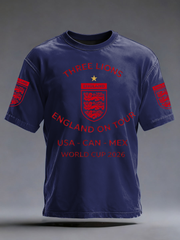 Herren-T-Shirt mit Aufdruck „UK Football Lover England 2026“ aus bedruckter Kunstbaumwolle mit kurzen Ärmeln