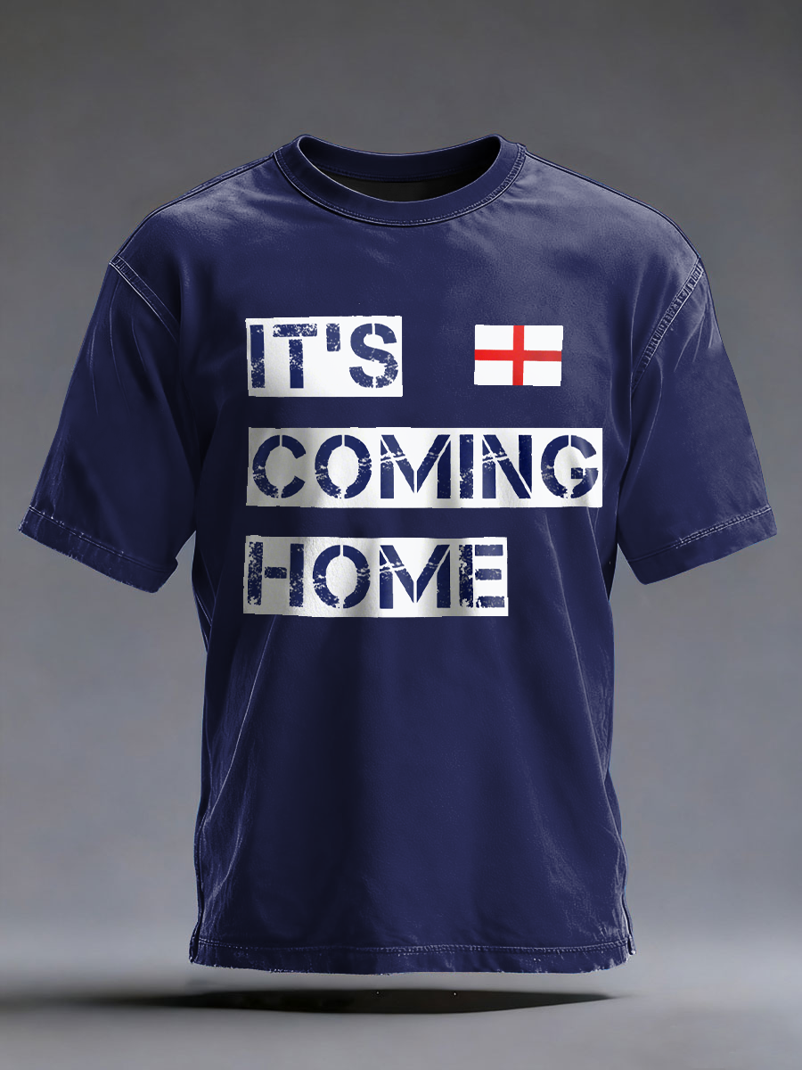 Herren-T-Shirt „It's Coming Home“ aus Baumwollimitat für Fußballfans aus Großbritannien